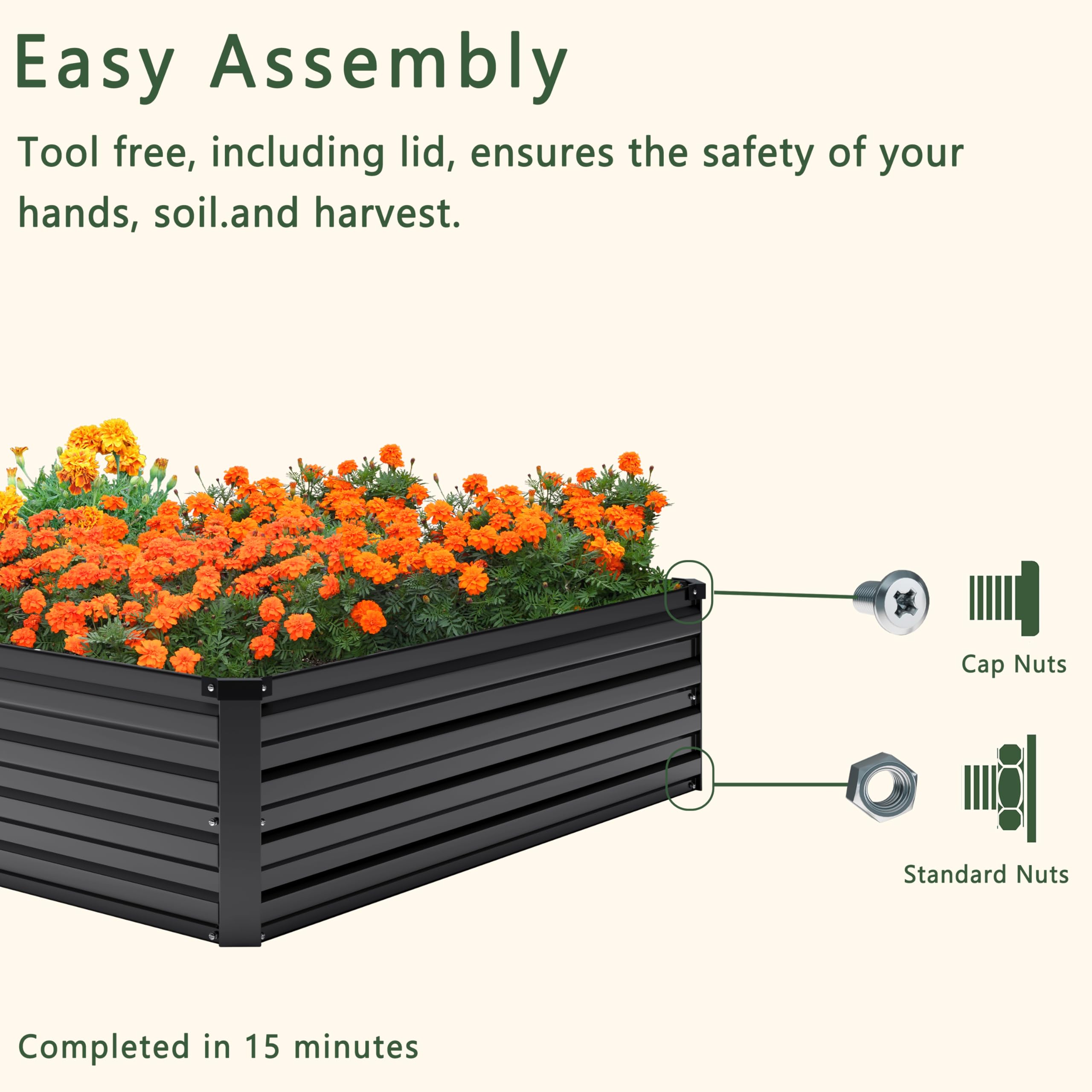 Amazon.com: MGNO 2pcs 8x4x1FT Galvanized Raised Garden Bed-Outdoor